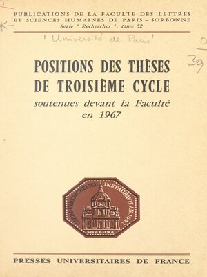 cover image of Positions des thèses de troisième cycle
